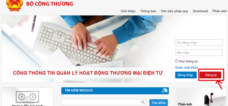 HƯỚNG DẪN ĐĂNG KÝ WEBSITE VỚI BỘ CÔNG THƯƠNG